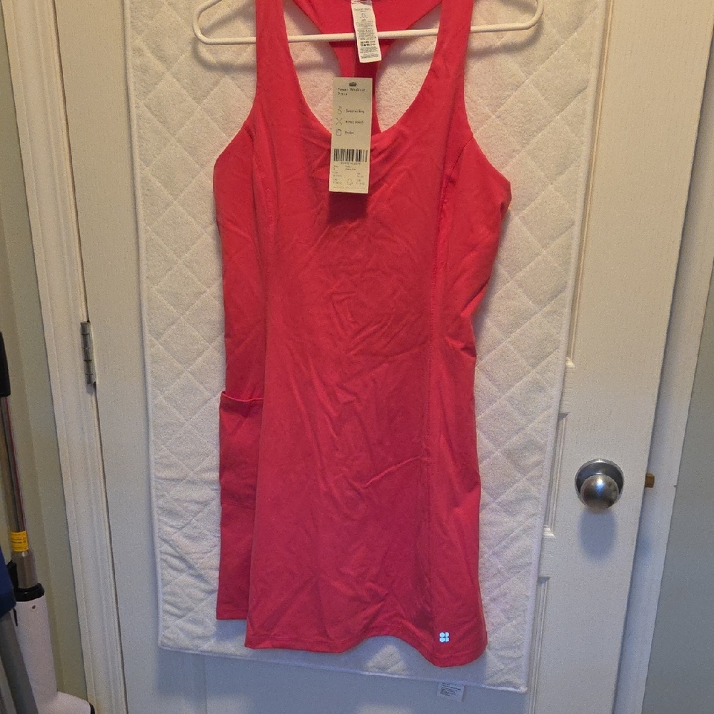 Sweaty Betty Large Power Workout Pink Athletic Tank Dress with Built-in Shorts